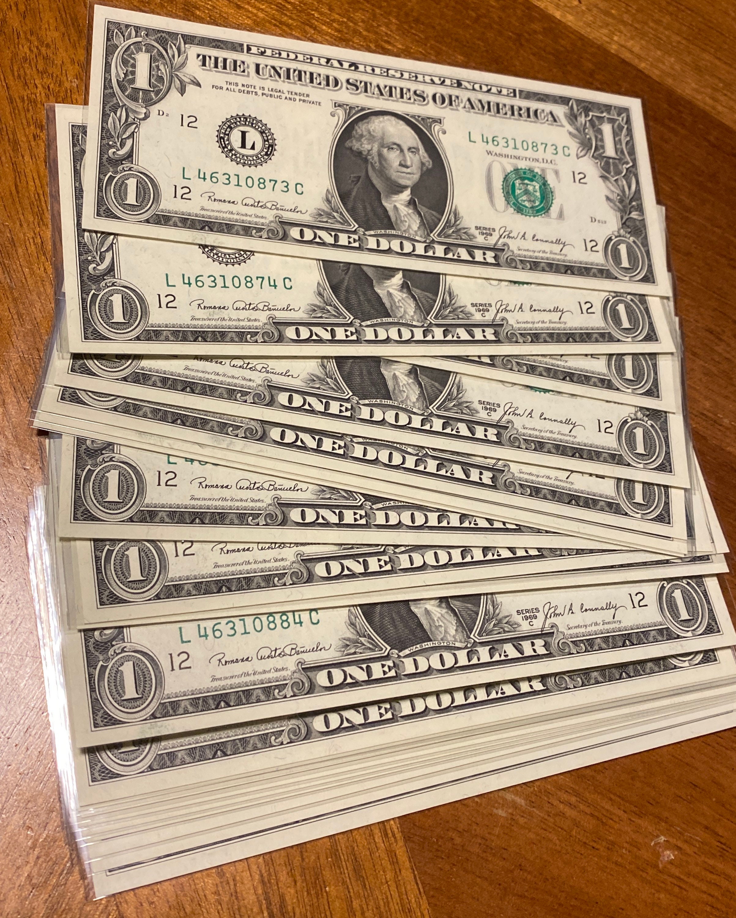 1969A One Dollar Bill Uncirculated Federal Reserve Note