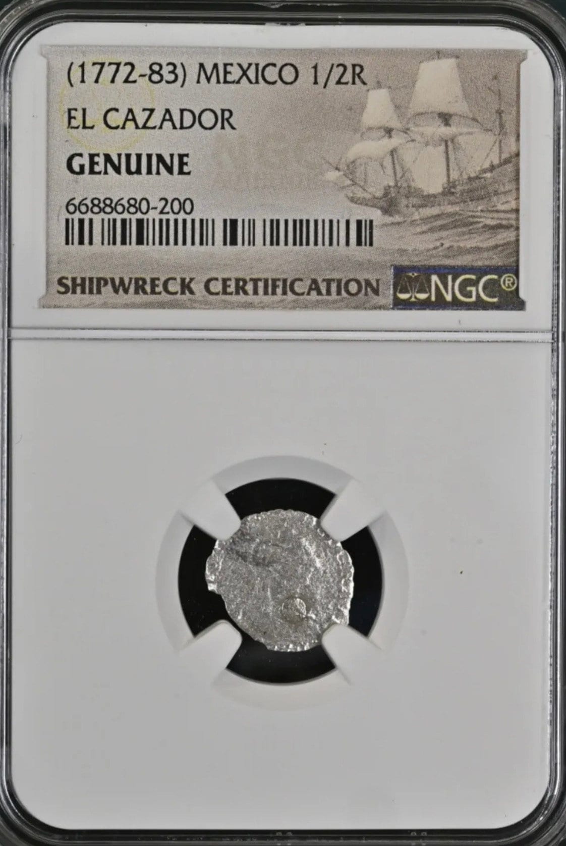 1772-83 Shipwreck Silver Coin El Cazador Mexico 1/2R Half Real NGC