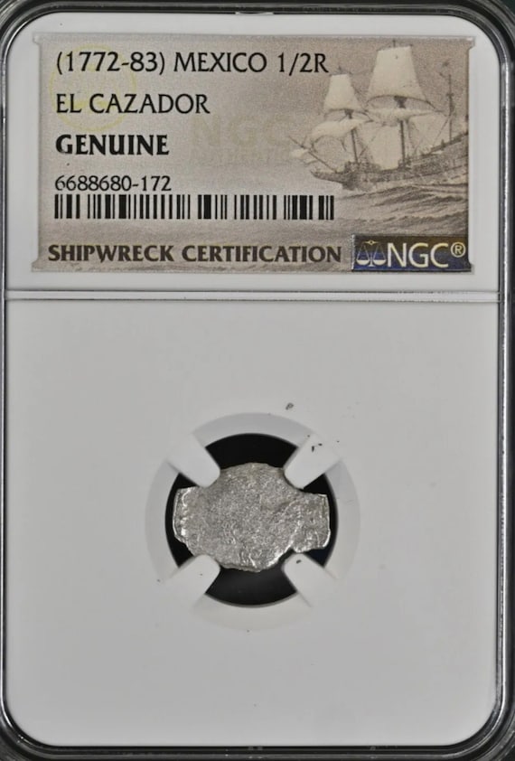 1772-83 Shipwreck Silver Coin El Cazador Mexico 1/2R Half Real NGC