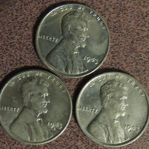 Complete Set 1943 WWII Steel Wheat Cents Pennies / All 3 Mints (P,D,S) FREE SHIPPING