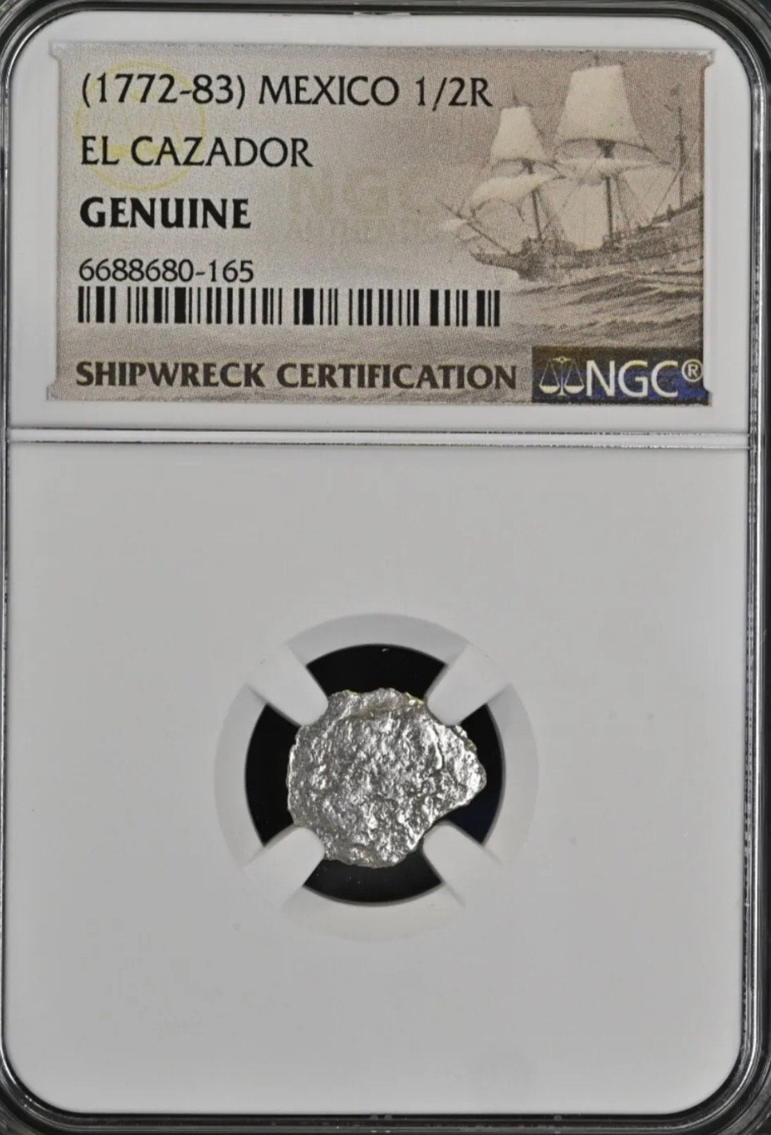 スペイン領 メキシコ 1737年 1/2レアル銀貨 NGC 希少品 ピラーダラー 1772-83 Shipwreck Silver Coin El Cazador Mexico 1/2R Half Real NGC
