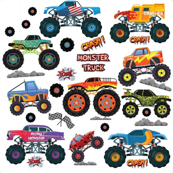 Monster Truck Wall Decal for Boys Room Decor Monster Truck Wall Stickers Boy Bedroom Decals For Toddler Boys Bedroom Sticker for walls