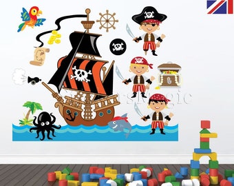 Pirate Wall Stickers Childrens Kids Girls Boys Bedroom Decals Stickarounds Baby 