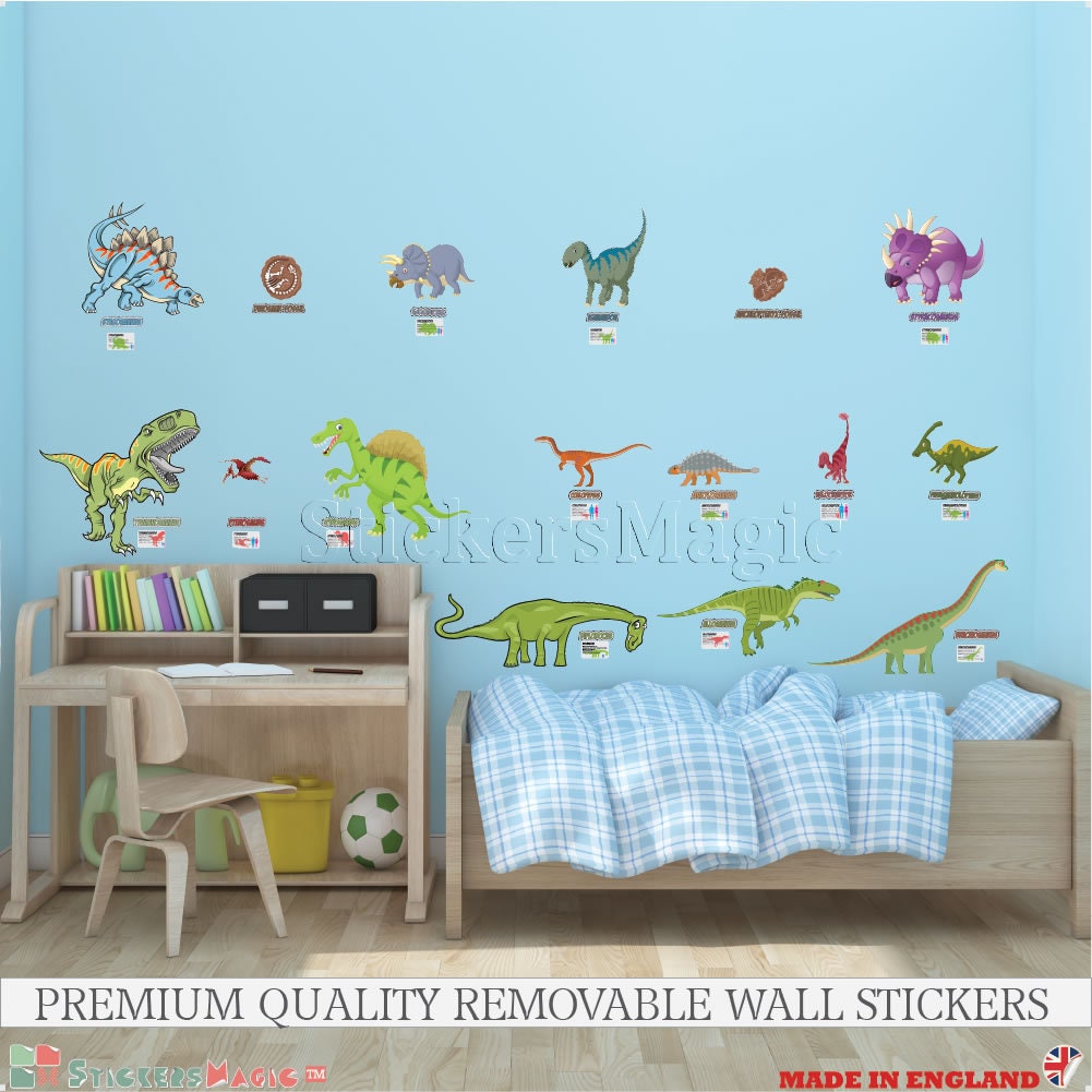 T rex Dinosaur Wall Stickers Set Boys Child Bedroom Wall Art Nursary Decal DP01 