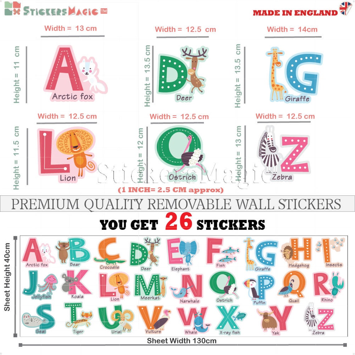 ABC Wall Stickers Toddler Alphabet Wall Stickers For Bedrooms Etsy