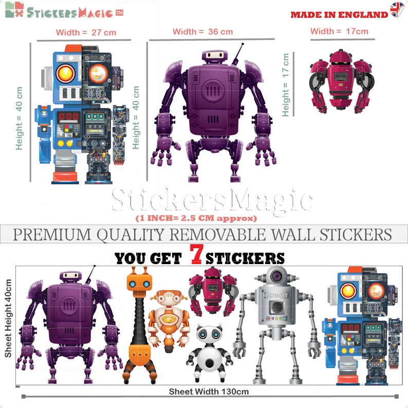 Robot Wall Decal Boys Bedroom Wall Sticker Robots Nursery Toddler
