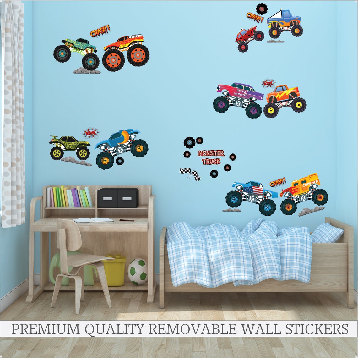 Monster Truck Wall Decals for Monster Truck Bedroom Boys Etsy