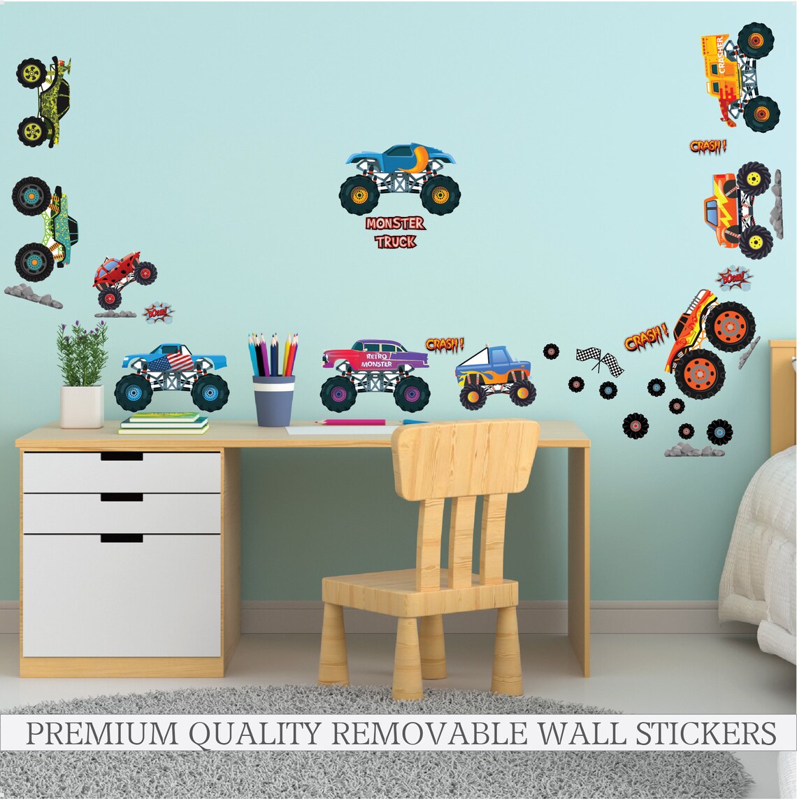 Monster Truck Wall Decals for Monster Truck Bedroom Boys Etsy