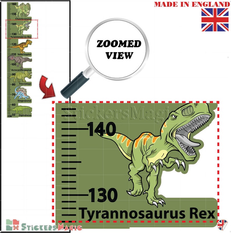 Height Chart Dinosaur Nursery Wall Stickers Dino Land Boys Etsy