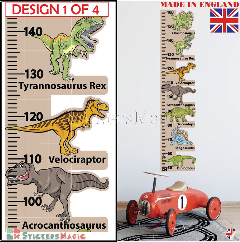 Height Chart Dinosaur Nursery Wall Stickers Dino Land Boys Etsy