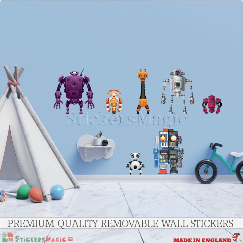 Robot Wall Decal Boys Bedroom Wall Sticker Robots Nursery Toddler