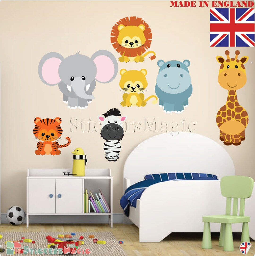 Safari Nursery Decal Jungle Animals Wall Sticker for Nursery Zoo Animal