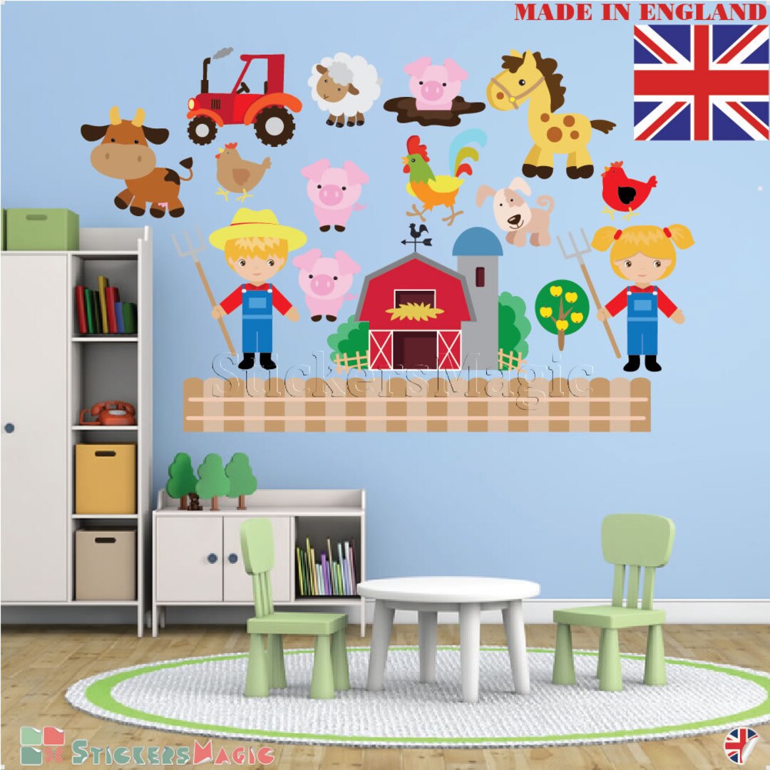 Farm Animal Wall Stickers Kids Babies Barn Yard Nursery Wall Etsy