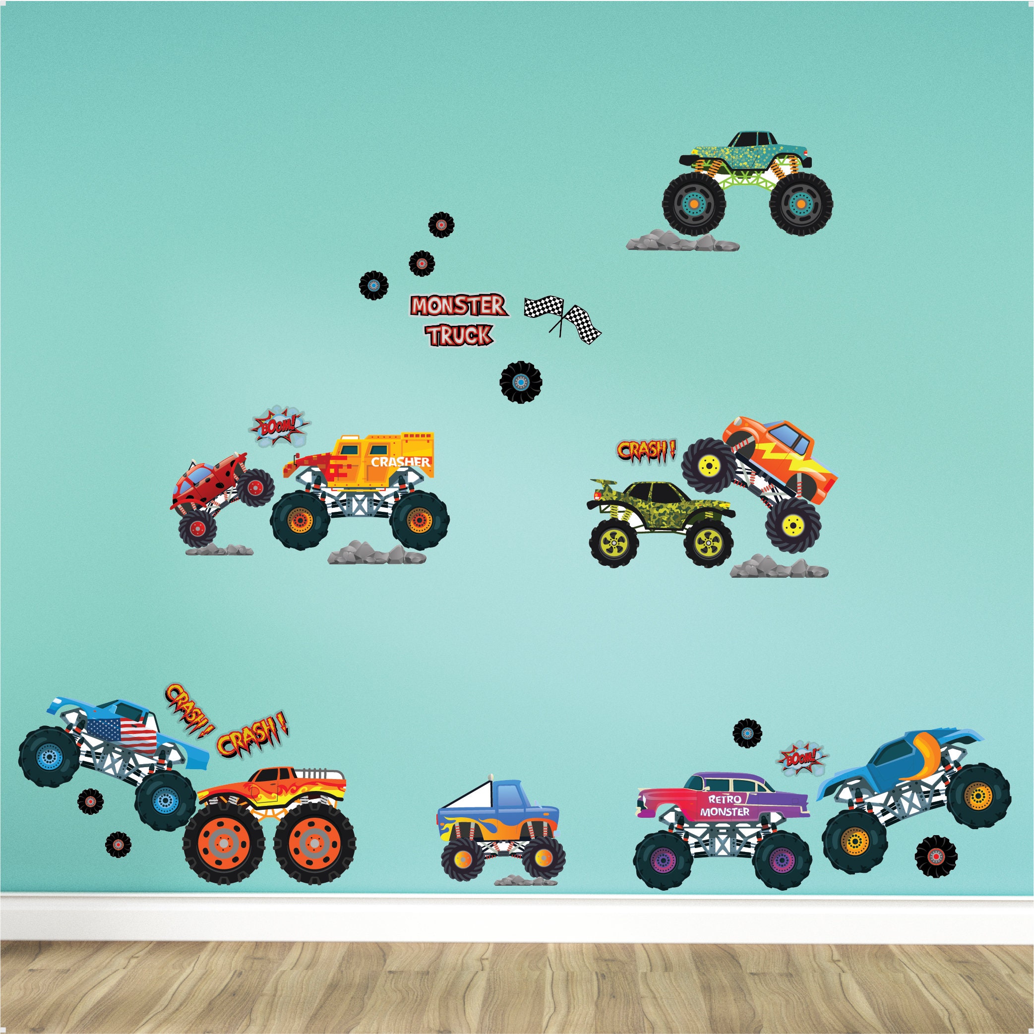 Monster Truck Wall Decals for Monster Truck Bedroom Boys Etsy