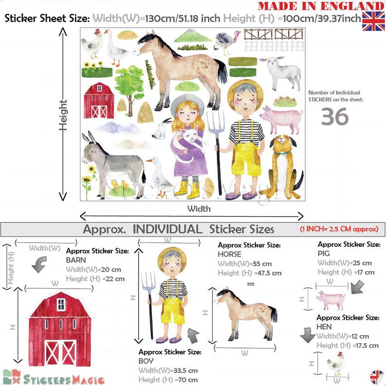 Farm Animal Wall Stickers Nursery Farmyard Baby Girl Boy Kids Etsy
