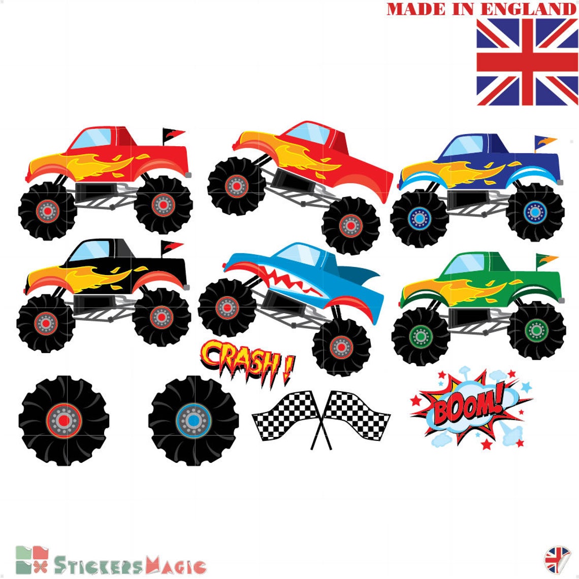 Boys Monster Truck Wall Stickers Kids Transport Vehicle Car | Etsy