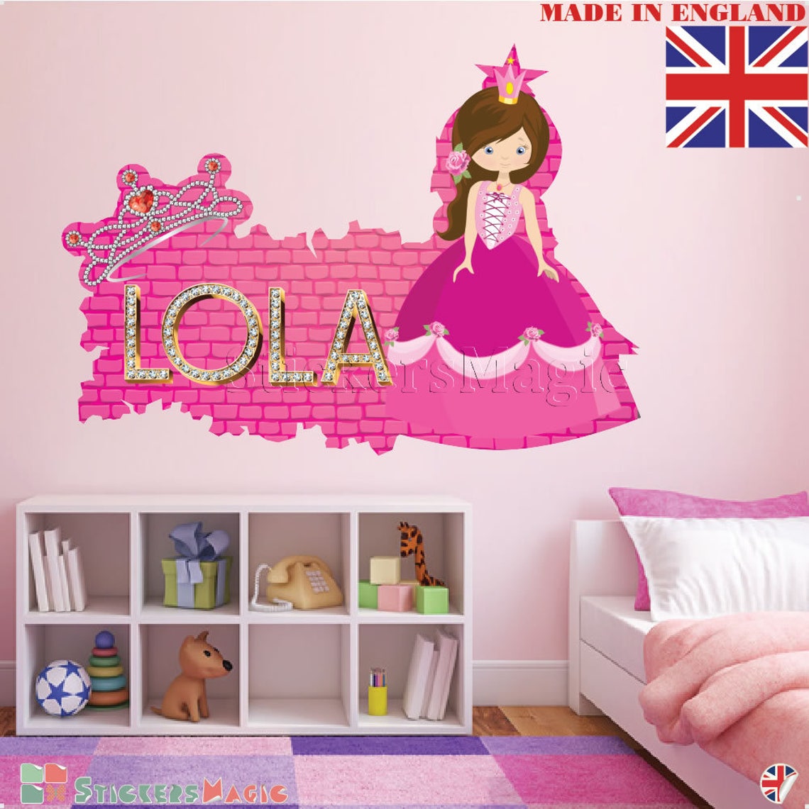 Girl Princess Wall Sticker Personalised Little Girl, Sister, Daughter