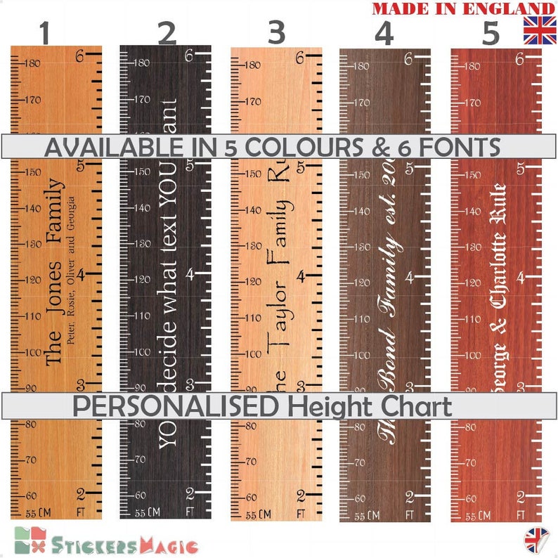 Personalised Height Chart Sticker Wooden Ruler Growth Chart Etsy