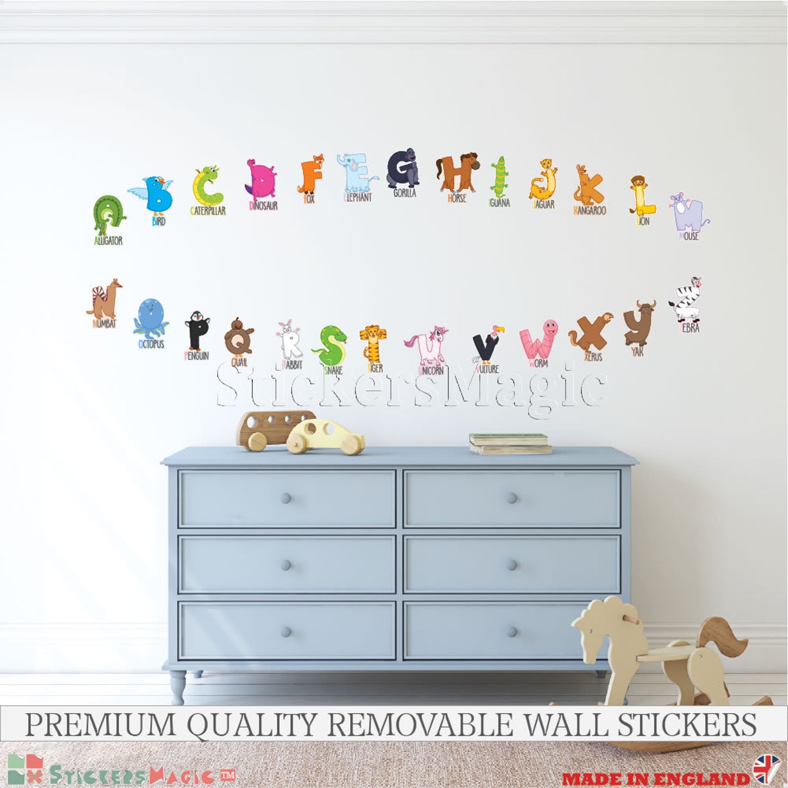 Animal Alphabet ABC Wall Stickers For Kids Bedrooms Toddler Etsy