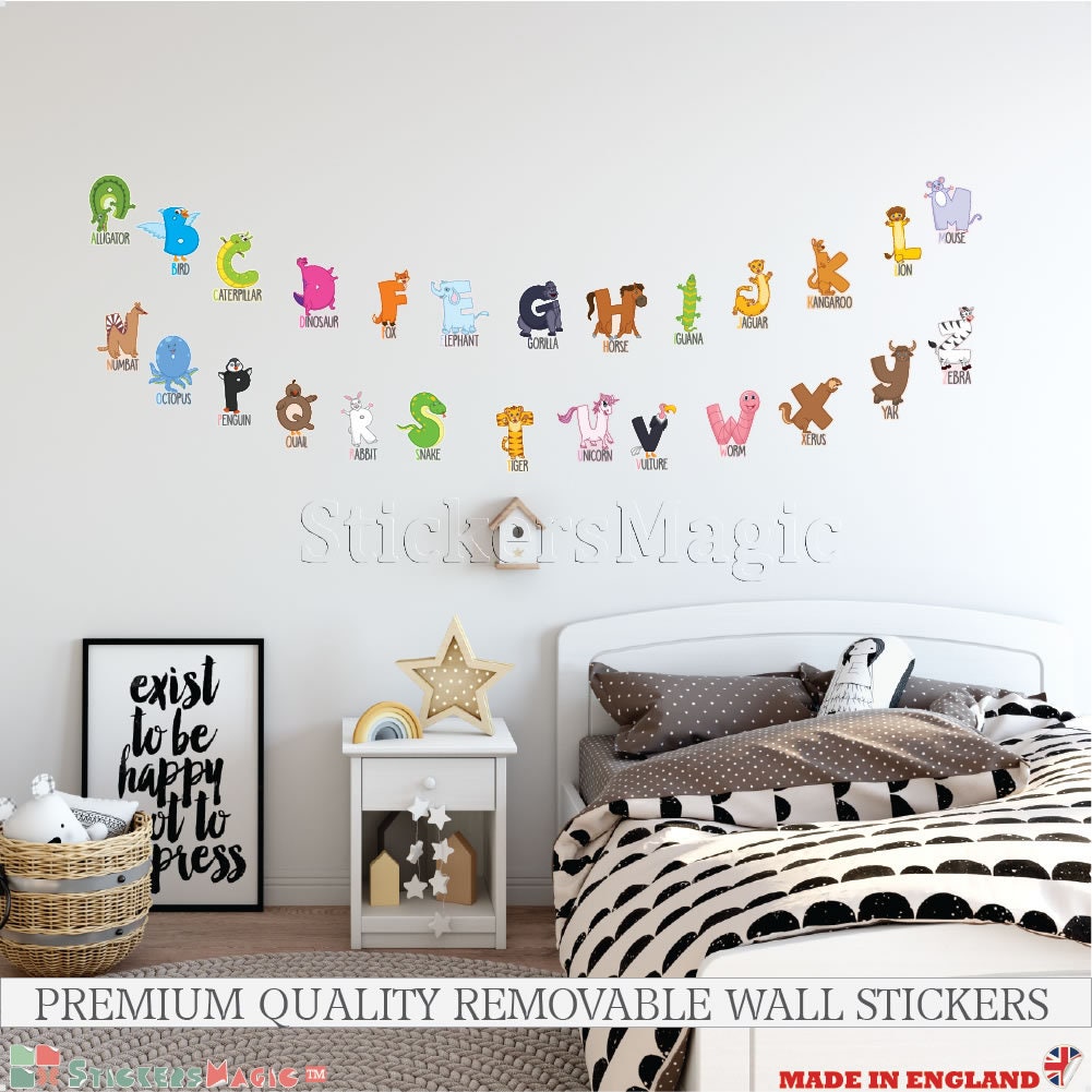 Alphabet Wall Decals, H2MTOOL Removable Animal ABC Educational Wall  Stickers for Kids Nursery Room Decor (Alphabet)