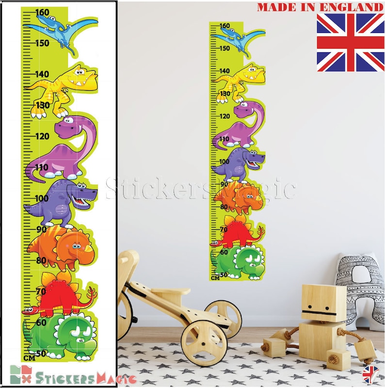 height chart dinosaur wall stickers boy wall decals growth | etsy