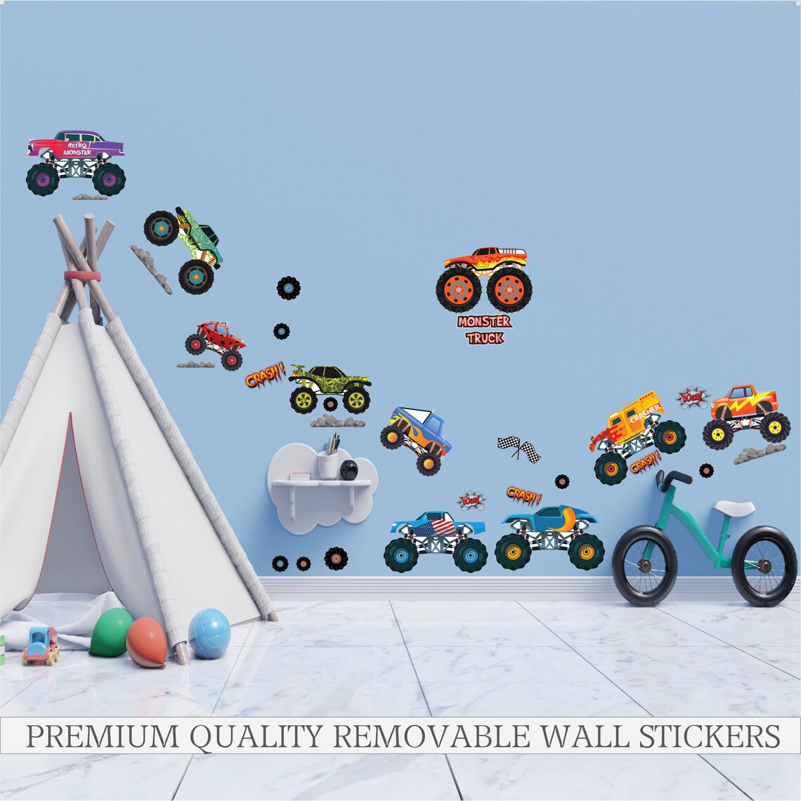 Monster Truck Wall Decals for Monster Truck Bedroom Boys Etsy