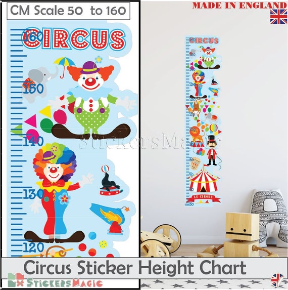 circus joker height chart for kids wall sticker growth decal | etsy