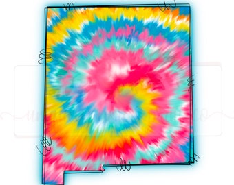 Tinte de corbata del estado de Nuevo México/ Dibujado a mano / Diseño de garabatos / Sublimación /Descarga digital/ Luisiana / PNG /