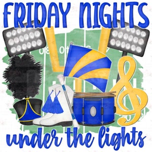Royal Blue & Yellow Gold Band Digital Design | Friday Nights Band PNG | Hand drawn | Sublimation | Digital Download |