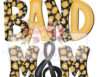 black and gold tie dye Cheetah Band Mom music note Doodle | Hand drawn | PNG | Sublimation | Digital Download |