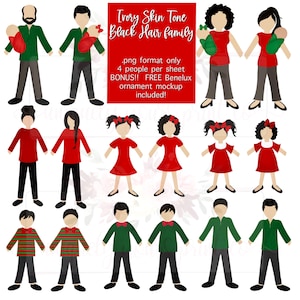 Ivory Skin tone family| Christmas ornament design | stick people clipart | PNG | Hand drawn | Sublimation | Instant Download | PNG |