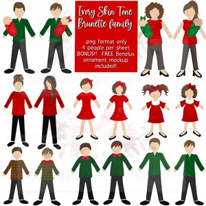 Ivory Skin tone family| Christmas ornament design | stick people clipart | PNG | Hand drawn | Sublimation | Instant Download | PNG |