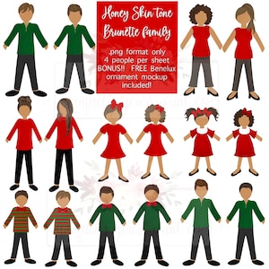 Honey Skin tone family| Christmas ornament design | stick people clipart | PNG | Hand drawn | Sublimation | Instant Download | PNG |