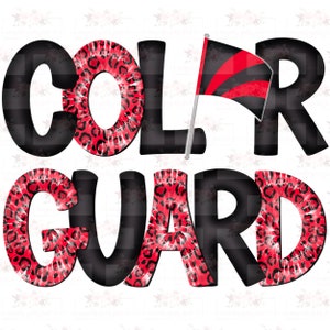 Diseño digital Red and Black Color Guard / Dibujado a mano / PNG / Sublimación / Descarga digital /