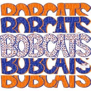 Royal Blue & Orange Bobcats digital design | Hand drawn | Mascot Printable Stack | School Spirit | high school Mascot png