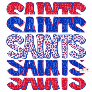 Saints Digital Design | Royal Blue and Red Saints Mascot | Stacked cheetah tie dye & leopard | Digital Download | Hand Drawn | PNG |