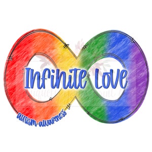 Autism Awareness | rainbow infinity symbol | infinite love |Digital Download | PNG | Sublimation | Hand Drawn | Doodle | Puzzle Pieces