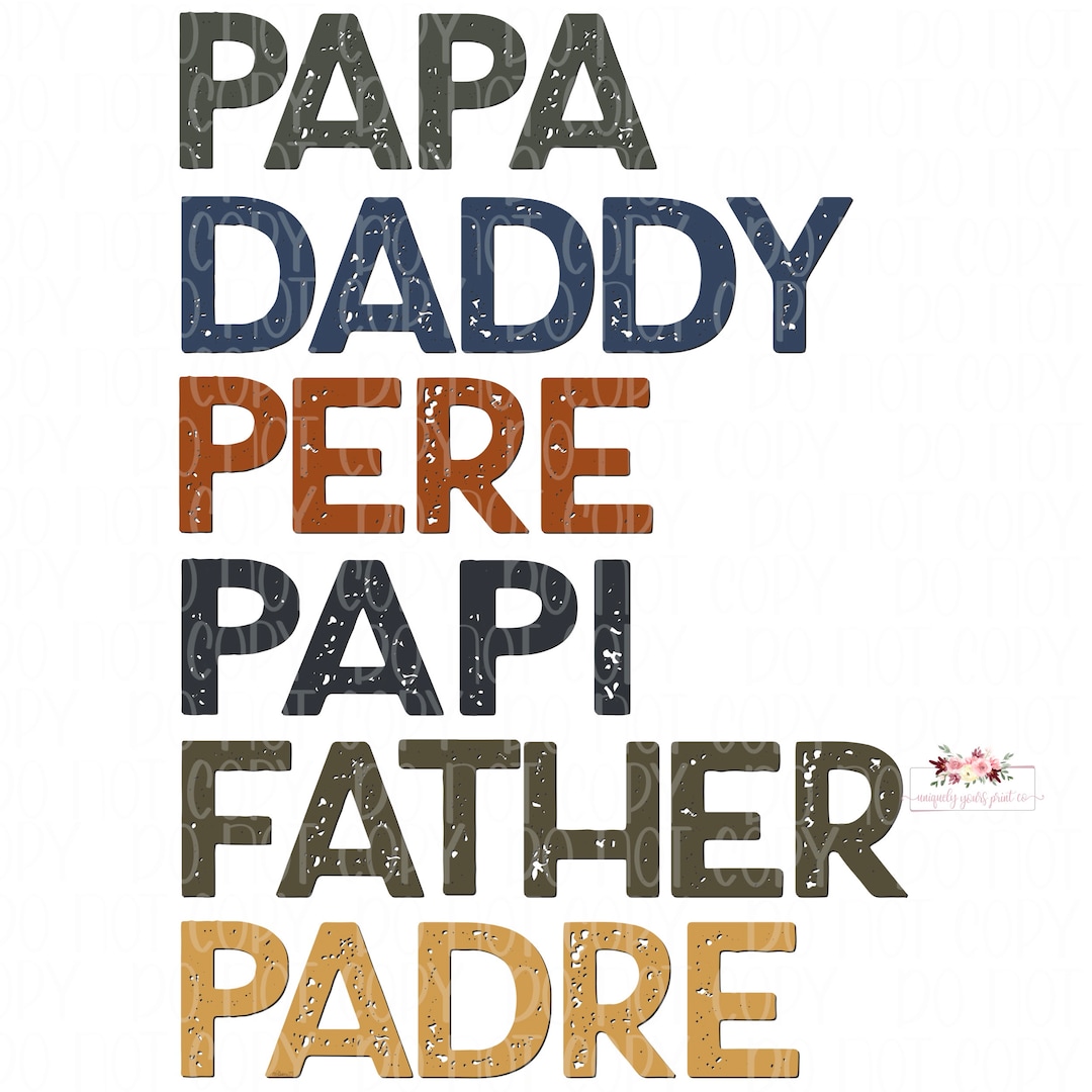 Fathers Day Printable Distressed International Dad Names Papa Daddy