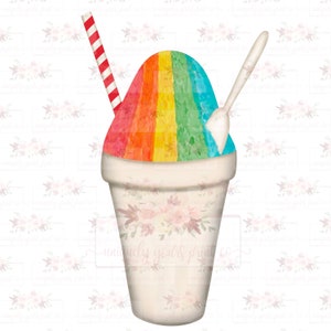 Rainbow Snoball with straw and spoon | NOLA | New Orleans | Printable PNG | Snowball sublimation design | digital download