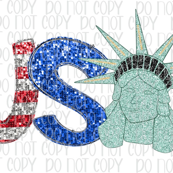 Sequins USA Lady Liberty Digital Design | Faux Sequins | hand drawn l printable Download  | PNG | Fourth of July | patriotic| Sublimation |
