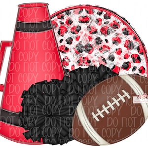 Black and Red Football Cheer Digital Design | Cheetah Tie Dye Circle frame | Hand drawn | Printable football cheer spirit mascot Download