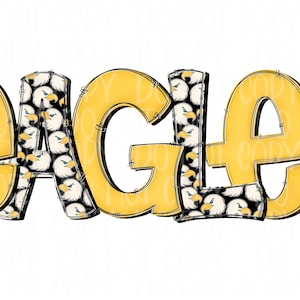 Black & Yellow Gold Eagles digital design | Hand drawn | School Spirit | Digital Download | high school Mascot png |