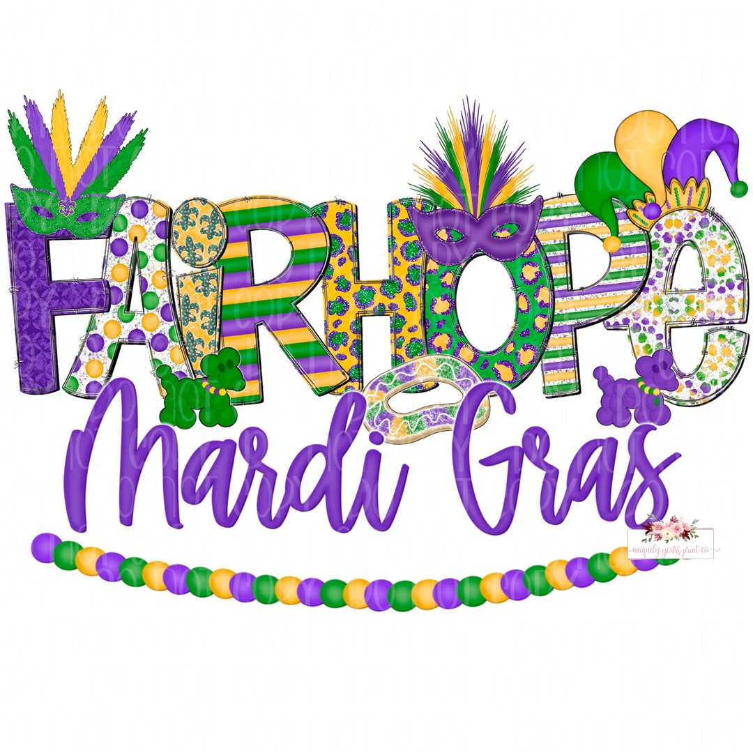 Fairhope Mardi Gras Doodle PNG Hand Drawn Design Sublimation Digital
