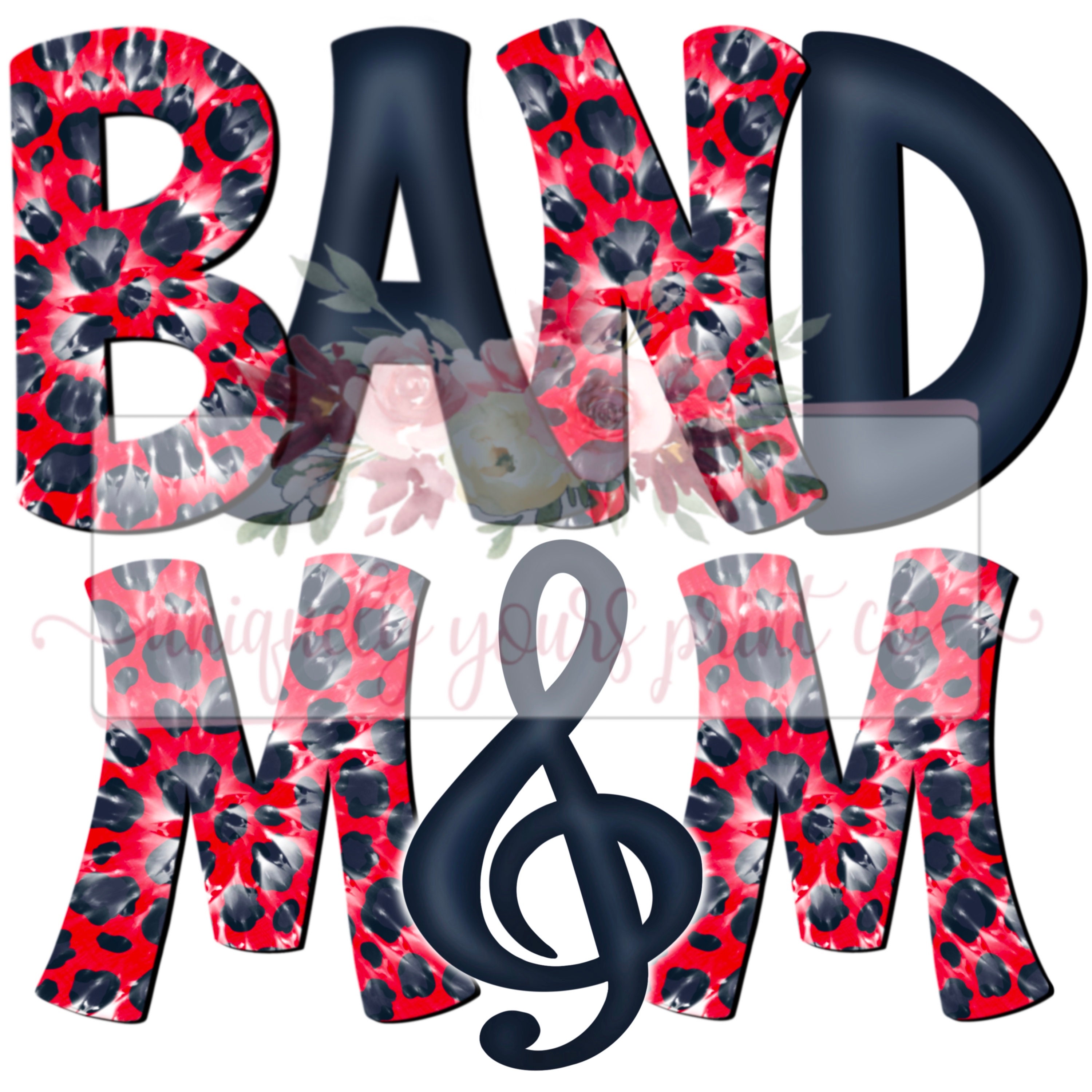 Red and Navy Cheetah tie dye band Mom Doodle | Hand drawn | PNG | Sublimation | Digital Download | band mom |