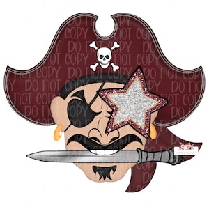 Preppy Pirate Mascot digital design | Maroon Gray Black Silver glitter | Hand drawn Mascot | School Spirit | Printable Download | Mascot png