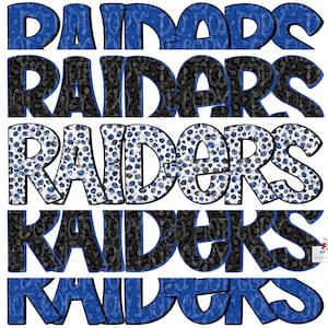 Raiders Stacked Digital design download | Black Blue White  | Hand drawn | School Spirit | printable design Download | Raiders Spirit