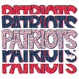 NVHS Patriots Digital Design | N. Vermillion school Patriot Mascot Stack | NVMS | Red and Navy | cheetah tie dye & leopard | Hand Drawn |