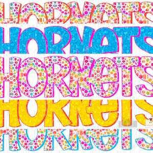 Hornets Digital Design | Bright Colors Hornet Mascot | Stacked cheetah tie dye & leopard | Digital Download | Hand Drawn | PNG |