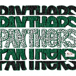 Black & Green Panthers digitales Design | Handgezeichnet | Maskottchen druckbare Stapel | Schulgeist | Digitaler Download | High School Maskottchen