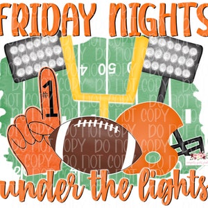 Black and Orange Football Digital Design | Friday Nights Football field PNG | Hand drawn | Sublimation | Digital Download |